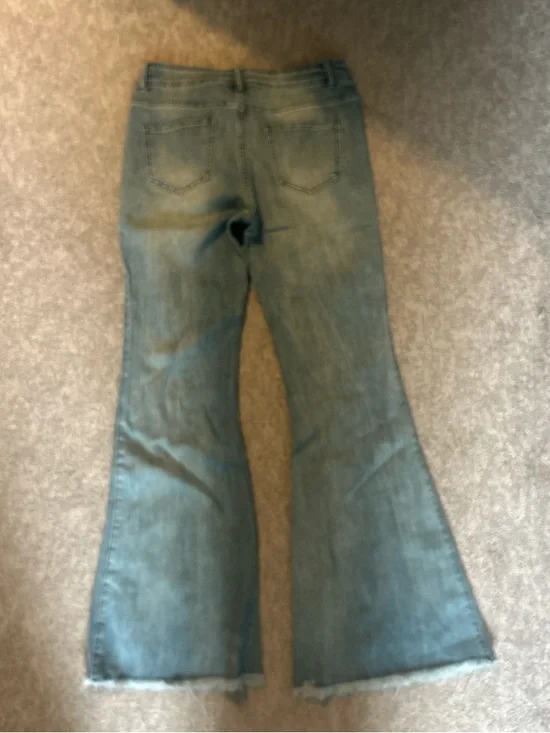 Mid Wash Blue Flared Jeans for Women - Picture 3 of 3